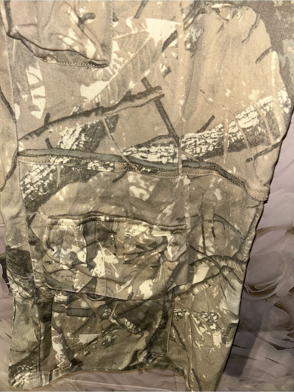 Fashion Nova Camo Wide Leg Cargo Pants Stretch Skater Womens Size 7 Medium Tan - Picture 4 of 9